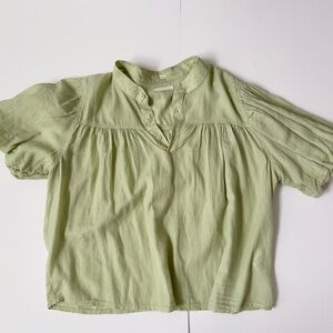 Light Green Puff Sleeve Blouse